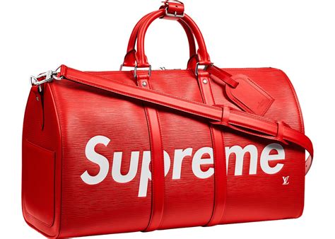 Louis Vuitton x Supreme Keepall Bandouliere Epi 45 Red .